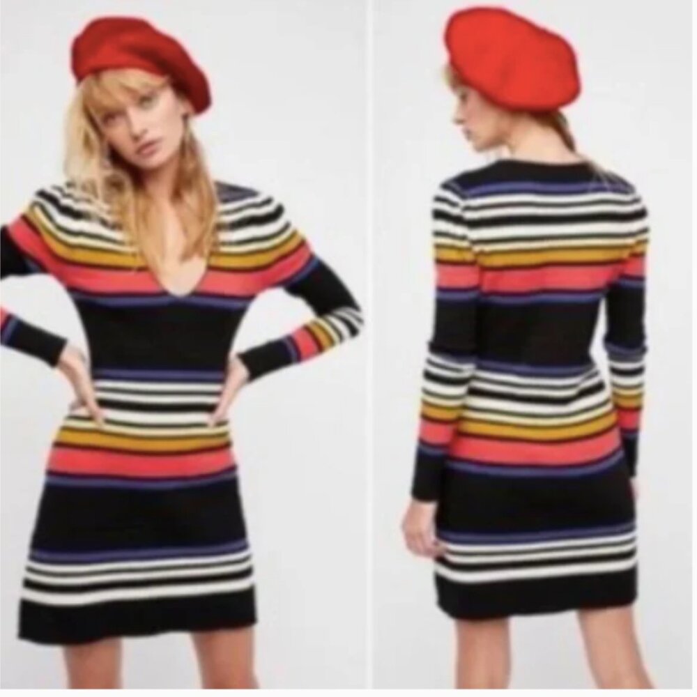 NWT FREE PEOPLE Ribbed “Color me Happy” dress Size S